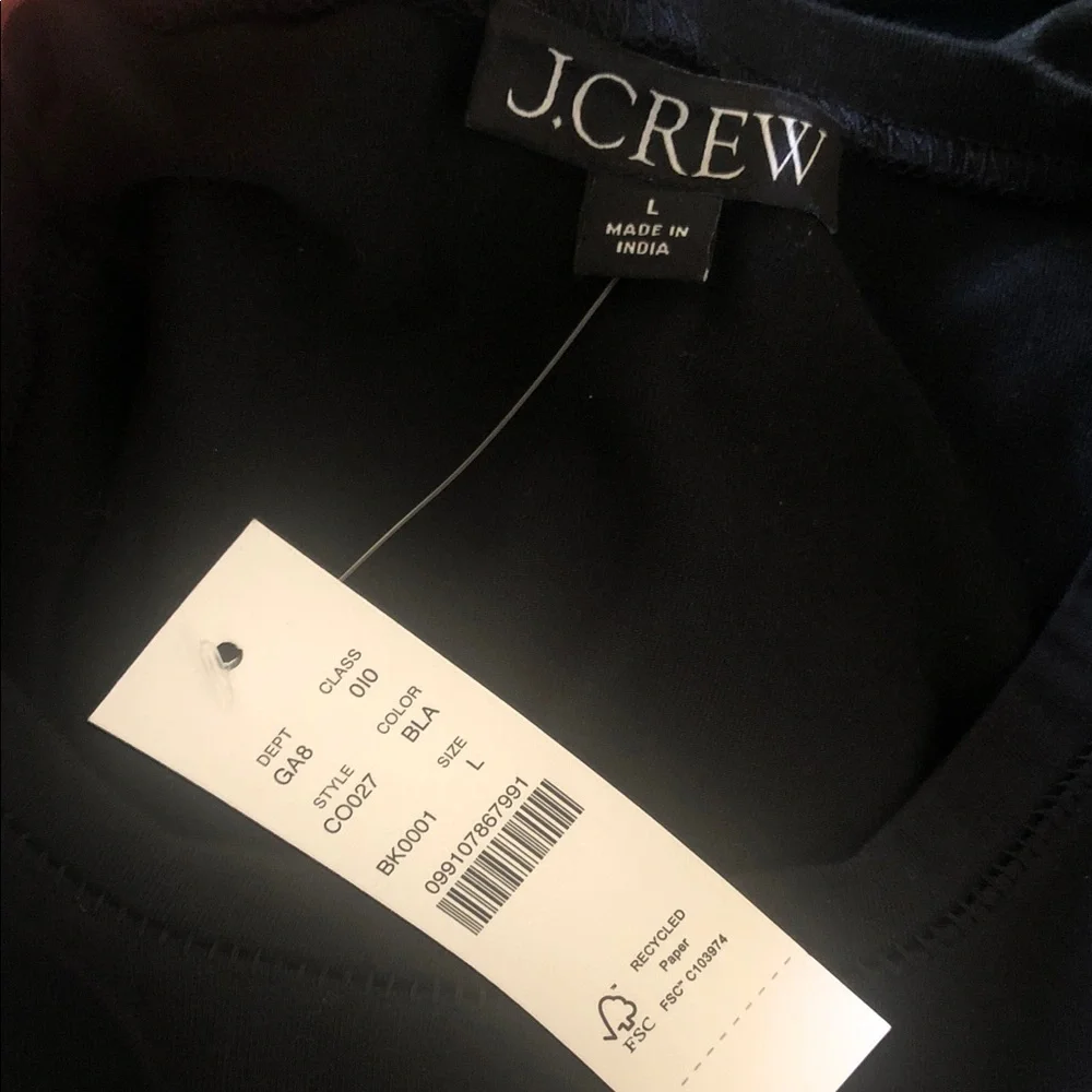 NEW J Crew Cotton Stretch Short Sleeve Shirt Black‎ Size L